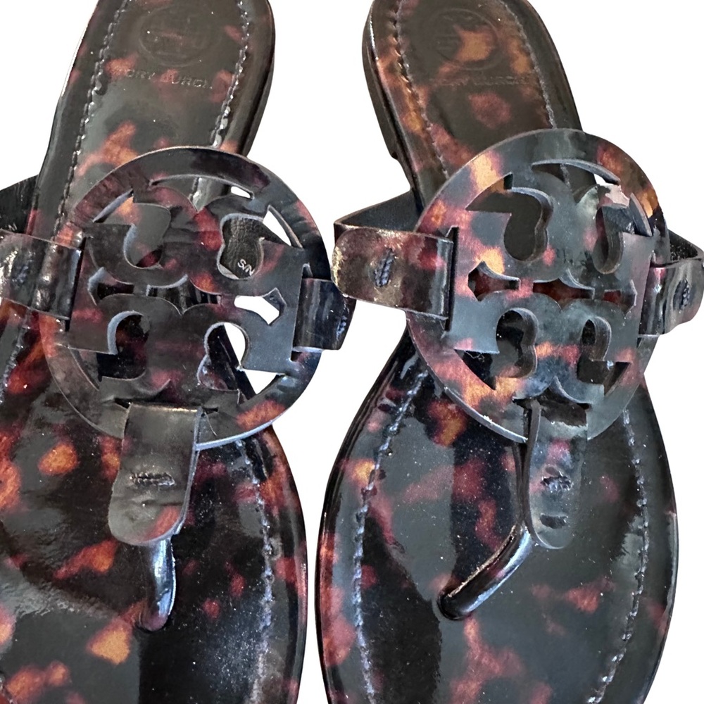 Tory Burch Miller Tortoise Shell patent leather Sandals - Picture 8 of 14